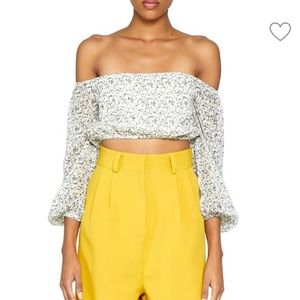 Walter Baker Dream Blossom Gigi Off Shoulder  Floral Crop Top
